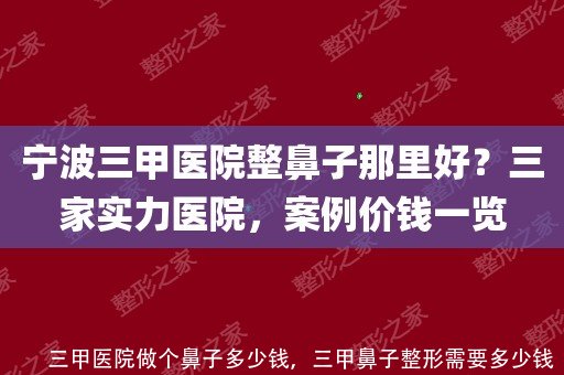 三甲医院做个鼻子多少钱，三甲鼻子整形需要多少钱 