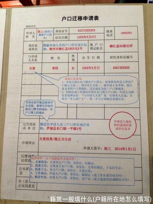 籍贯一般填什么(户籍所在地怎么填写)