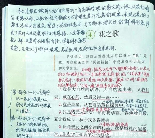 大自然的语言说明顺序(大自然的语言说明顺序由什么到什么)