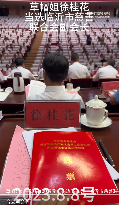 草帽姐:一边捐100万元,一边当选为“临沂市慈善联合会副会长”