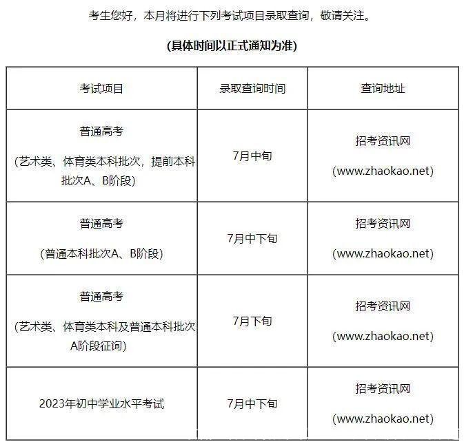 收藏!各省高招录取主要日程安排及查询渠道